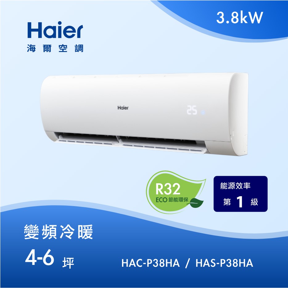 4-6坪 R32 變頻分離式冷暖<br>HAC-P38HA / HAS-P38HA